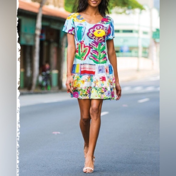 Jams World Flower Field Ruffle Hem Babydoll Hatti Dress - Multicolor -  Size XS - Picture 8 of 8